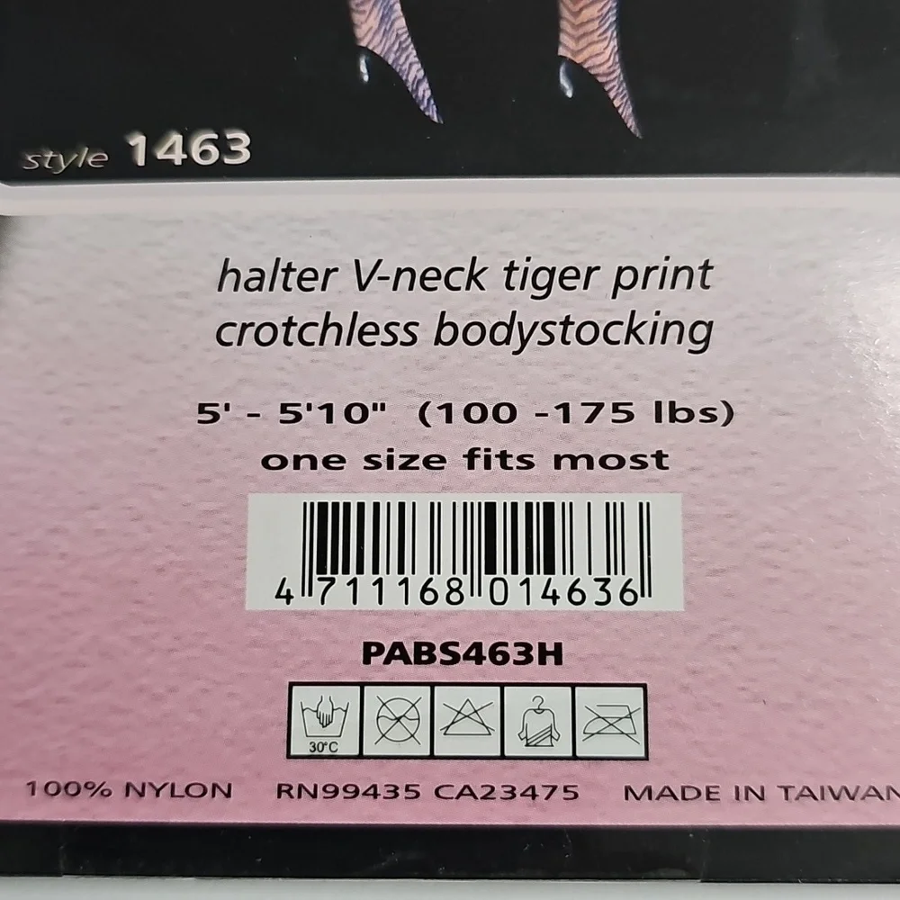 Tiger Print Lace Trim Deep-V Crotchless Bodystocking - Picture 5 of 5